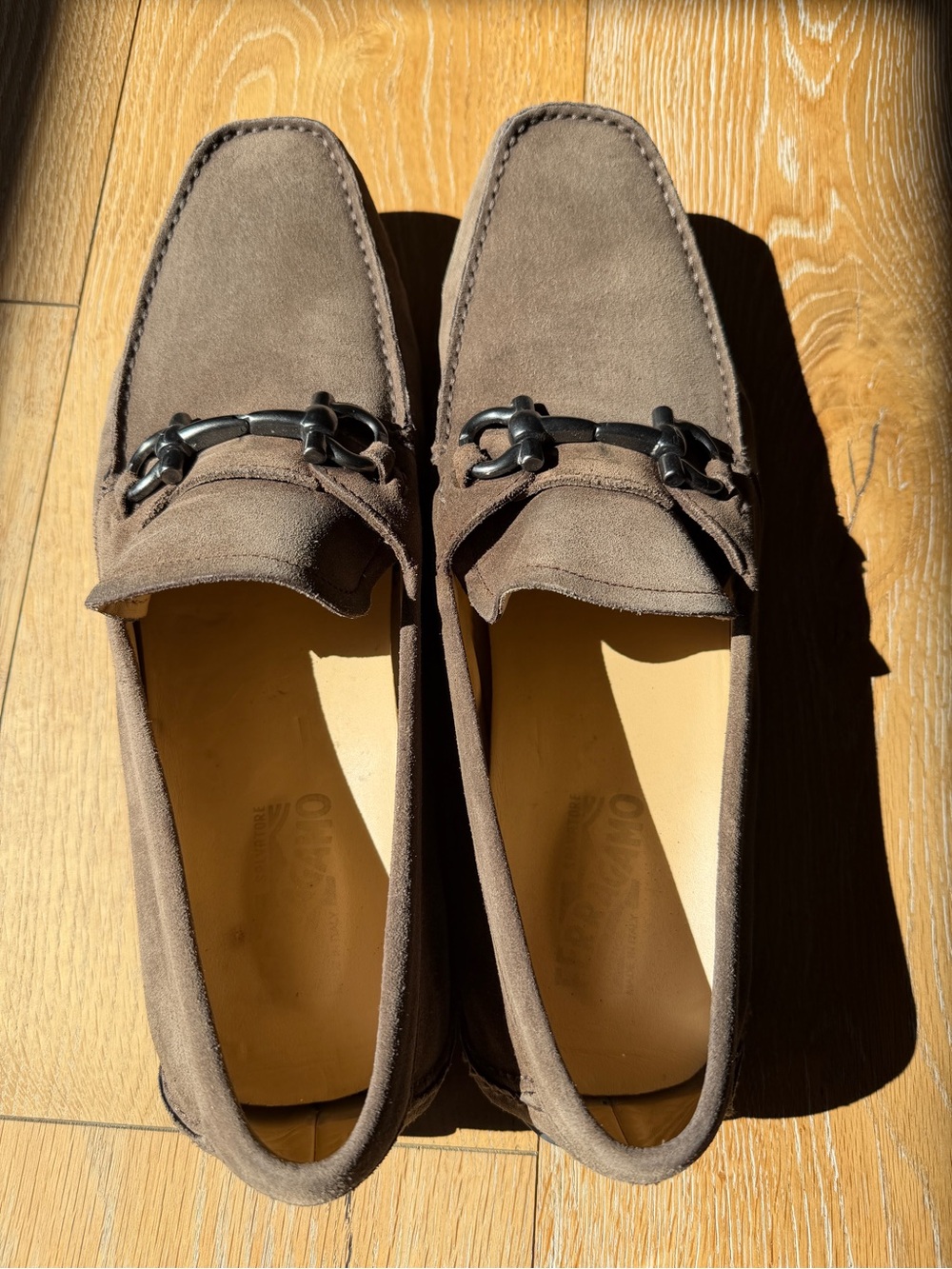 Salvatore Ferragamo Brown Suede Bit Loafers